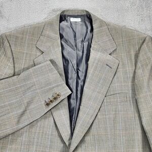 Brioni Suit Jacket Mens 42R Beige Check Wool Made In Italy Bergdorf Goodman